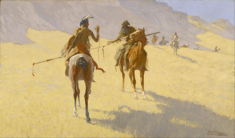 Les pourparlers - Frederic Remington image 1 copie peinte à la main à l’huile
