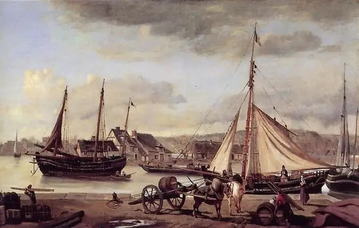 De handelskaiene i Rouen - Jean-Baptiste Camille Corot