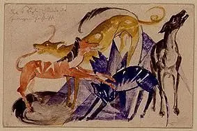 De fire selskapshundene til prins Jusuff - Franz Marc