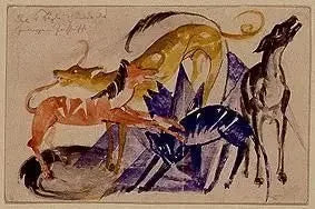 De fire selskapshundene til prins Jusuff - Franz Marc