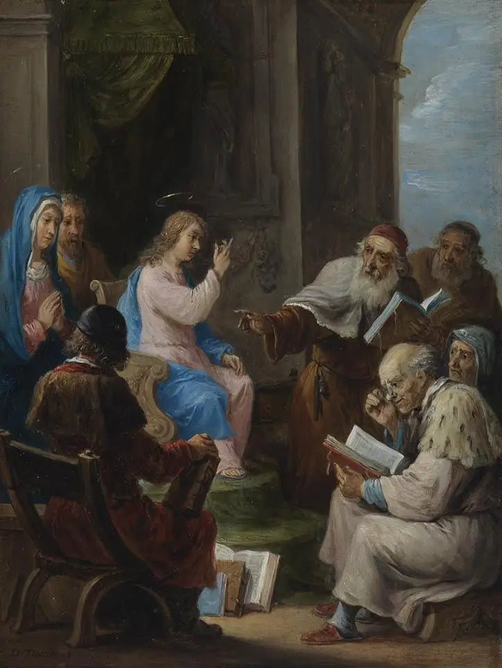 De femten hemmelighetene for rosenkransen: Den tolv år gamle Kristus blant templet lærd - David Teniers den Yngre

Source:
Les quinze secrets du rosaire : le Christ de douze ans parmi les docteurs du temple - David Teniers le Jeune