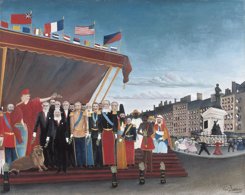De utenlandske maktens representanter som kommer for å hilse på republikken som et tegn på fred - Henri Rousseau