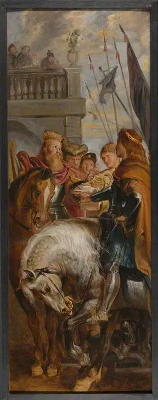 Kongene Clotaire og Dagobert krangler med en herald - Peter Paul Rubens