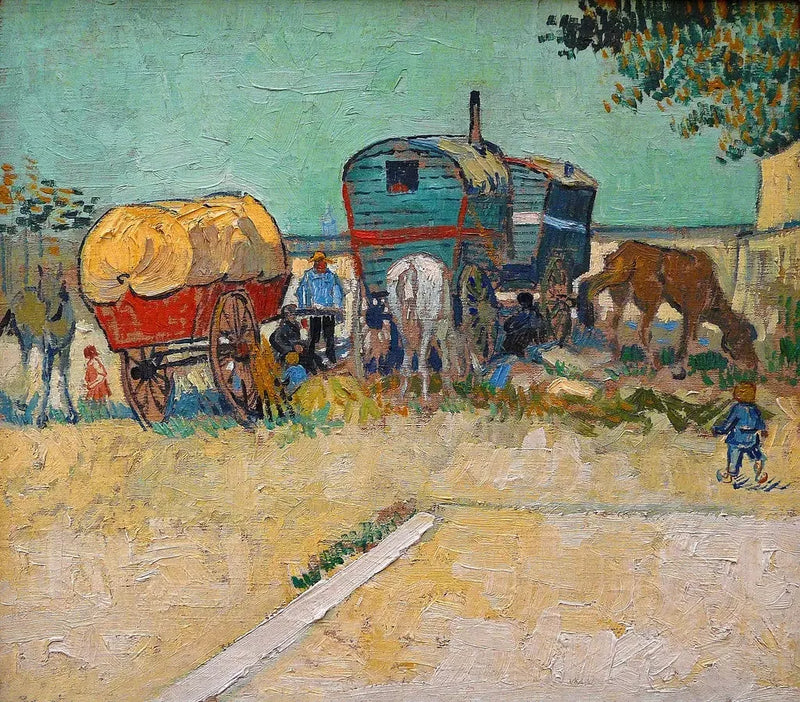 Les Roulottes, leirplass for bohemer i nærheten av Arles - Vincent van Gogh