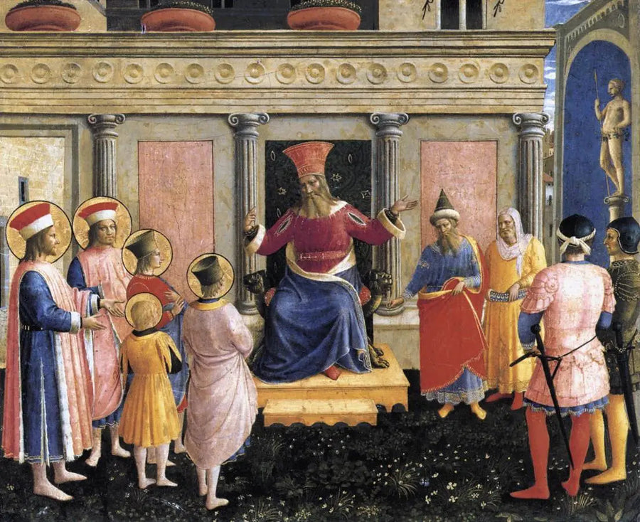 De hellige Cosmas og Damian med sine brødre foran prokonsul Lysias - Fra Angelico

Source:
Les saints Côme et Damien avec leurs frères devant le proconsul Lysias - Fra Angelico