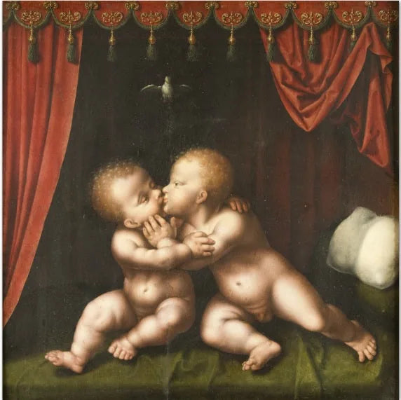 De hellige barn som kysser - Joos van Cleve