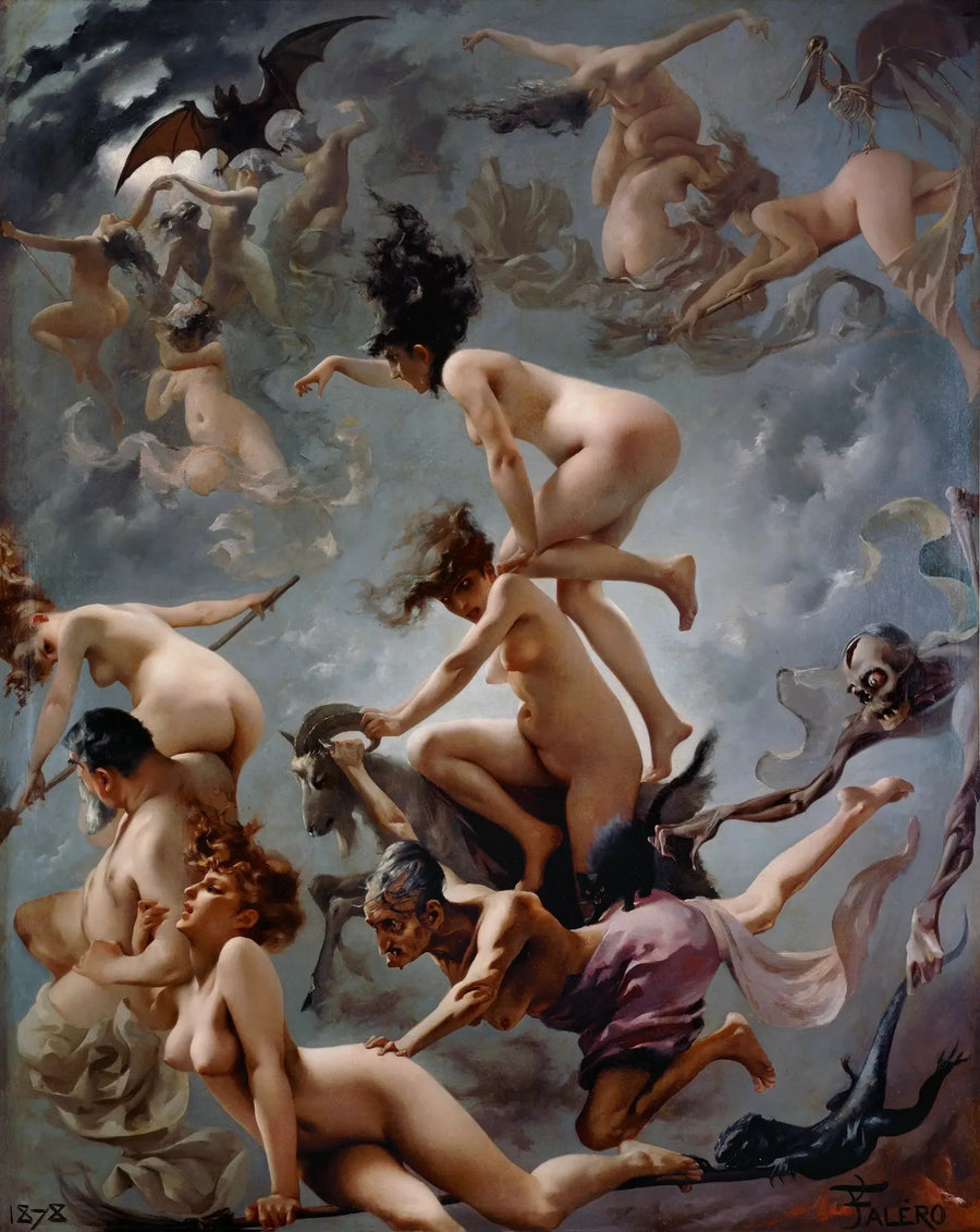 Hekser som drar til sitt sabbat - Luis Ricardo Falero

Source:
Les sorcières se rendant à leur sabbat - Luis Ricardo Falero