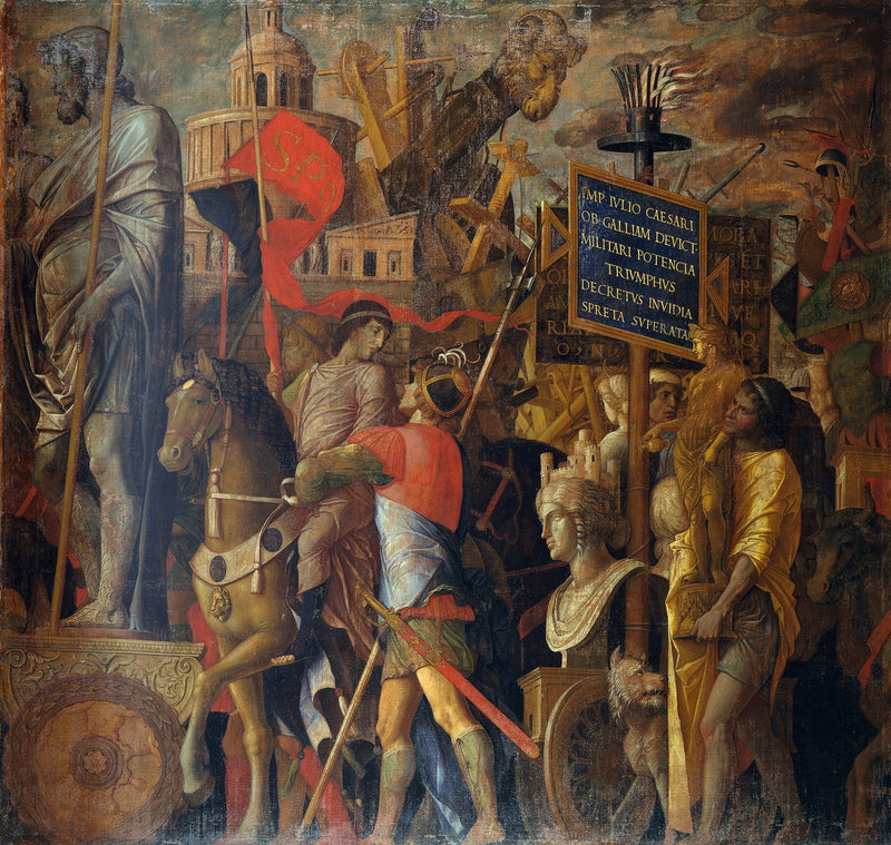 Cæsars triumfer: 2. Flaggbærere og beleiringsutstyr - Andrea Mantegna