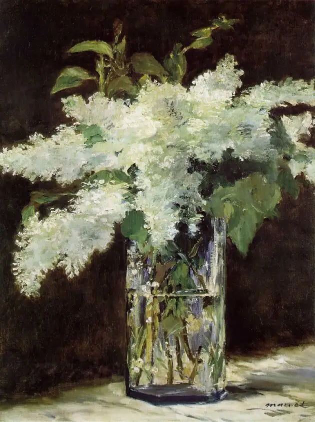 Hvite liljer i en glassvase - Édouard Manet