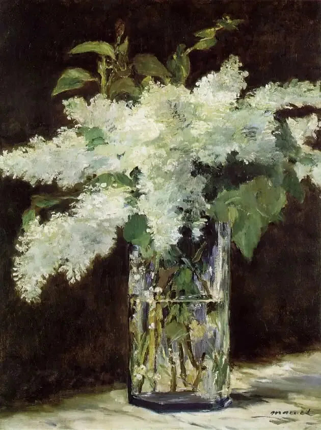 Hvite liljer i en glassvase - Édouard Manet