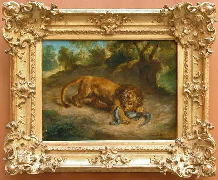 Løve og Kaiman - Eugène Delacroix