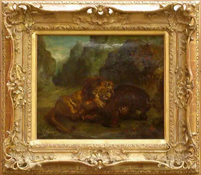 Løve og Villsvin - Eugène Delacroix