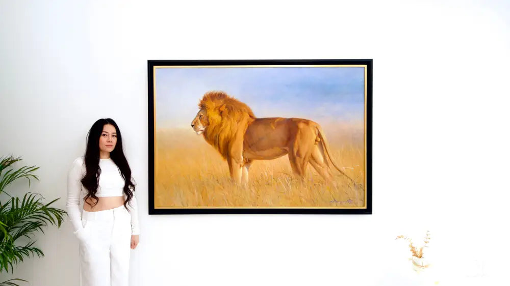 Lion in the Savannah – Somchai | 150 x 100 cm Reproductions de tableaux à la peinture à l’huile