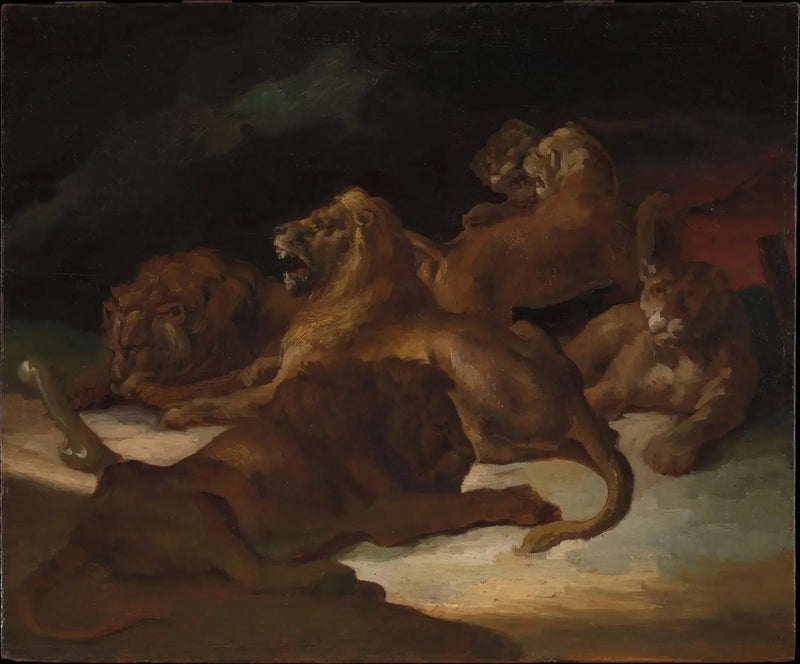 Løver i et fjellandskap - Théodore Géricault