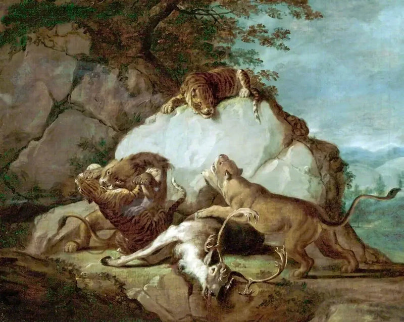 Løver og tigre som kjemper om en hjort - George Stubbs

Source:
Lions et tigres se battant pour un cerf - George Stubbs