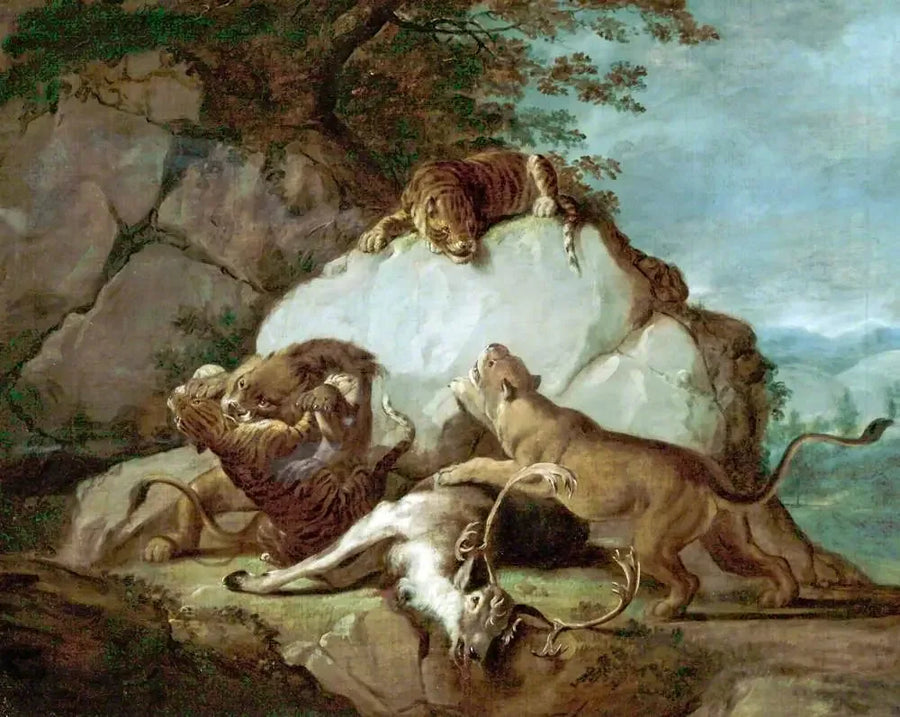 Løver og tigre som kjemper om en hjort - George Stubbs

Source:
Lions et tigres se battant pour un cerf - George Stubbs