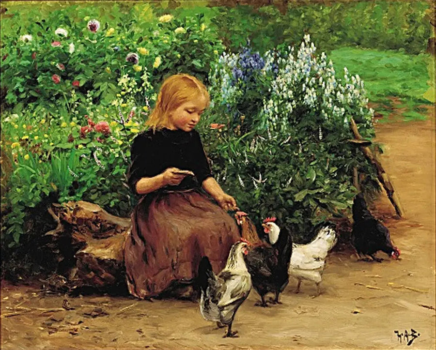 Reproduksjon av maleri "Lise fôrer hønene" - H. A. Brendekilde

Source:
Lise nourrit les poules. - H. A. Brendekilde