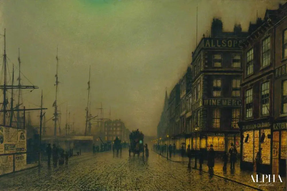 Liverpool Quay au clair de lune - John atkinson grimshaw - Reproductions de tableaux et peintures haut de gamme