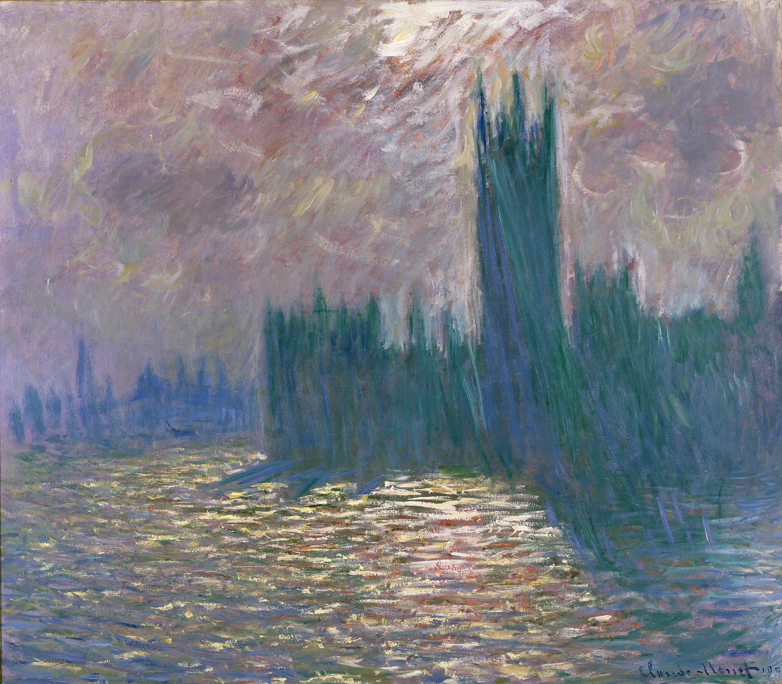 Londres, Le Parlement, Reflets sur la Tamise - Claude Monet image 1 reproduction de peinture à l’huile