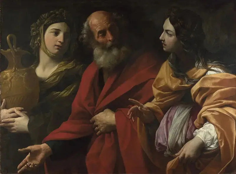 Partene og døtrene deres som forlater Sodoma - Guido Reni