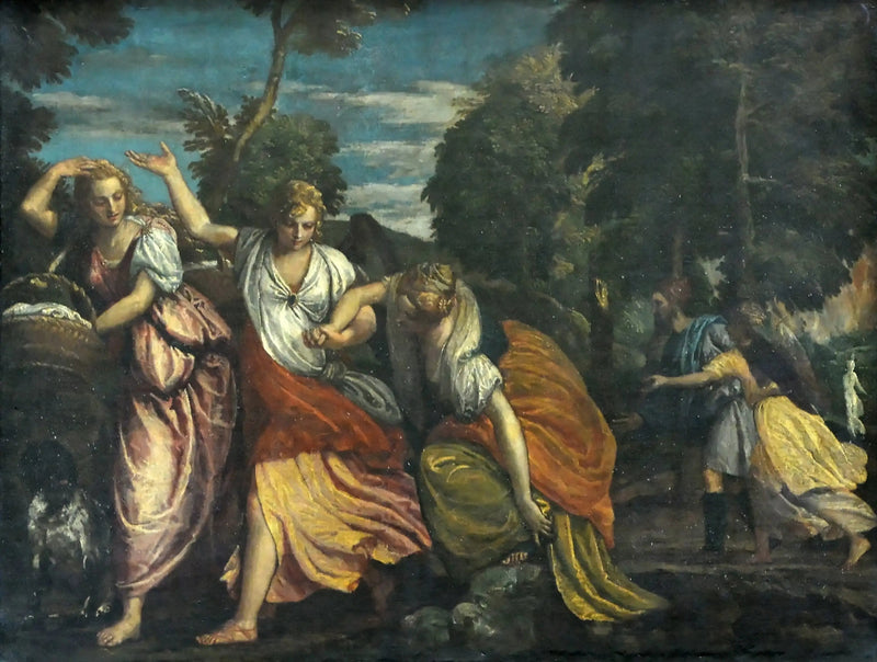 Loth og hans døtre flykter Sodoma under ledelse av to engler - Paul Véronèse

Source:
Loth et ses filles fuyant Sodome sous la conduite de deux anges - Paul Véronèse