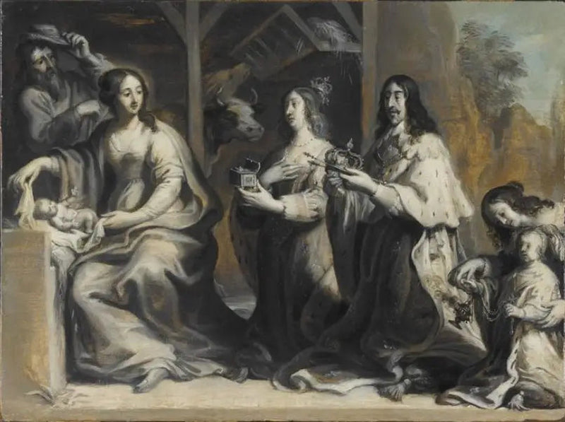 Louis XIII og Anne av Østerrike som gir kongeriket til Jomfruen under Jesu fødsel - Juste d'Egmont