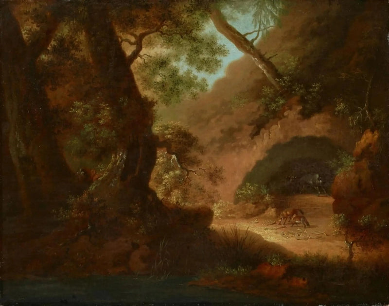 Ulver i skogen foran en hule - Caspar David Friedrich