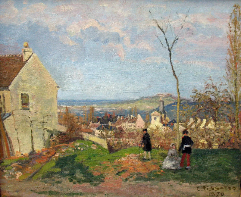 Louveciennes med Mont Valérien i bakgrunnen - Camille Pissarro