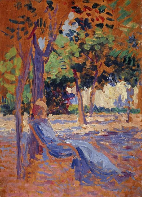 Lucie Cousturier i hagen sin - Maximilien Luce