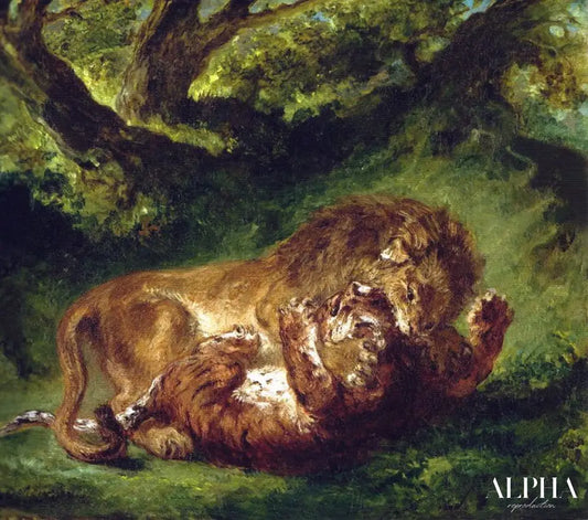 Lutte entre le lion et le tigre - Eugène Delacroix - Reproductions de tableaux et peintures haut de gamme