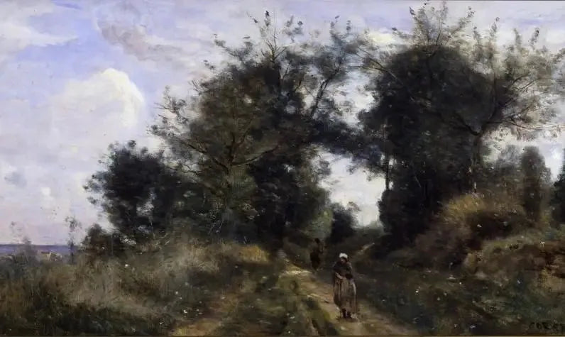 Luzancy. Den gamle vei - Jean-Baptiste Camille Corot