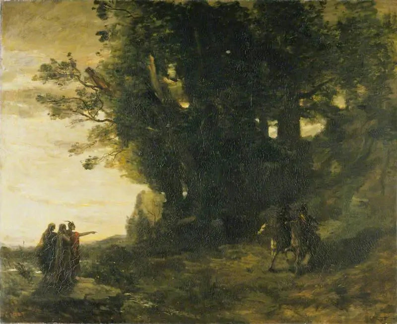 Macbeth og heksene - Jean-Baptiste Camille Corot