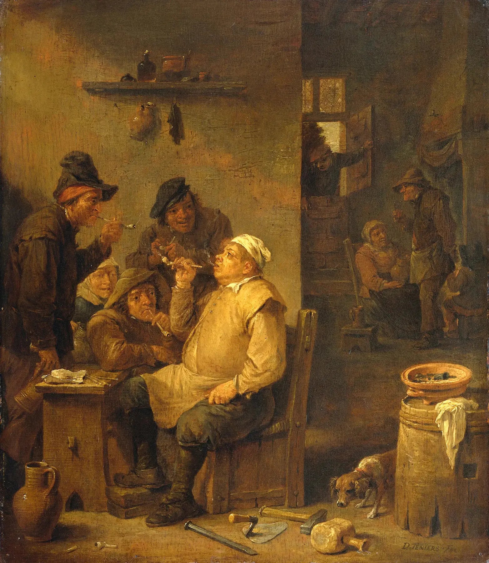 Maçon fumant la pipe - David Teniers le Jeune image 1 tableau peint à l’huile sur toile