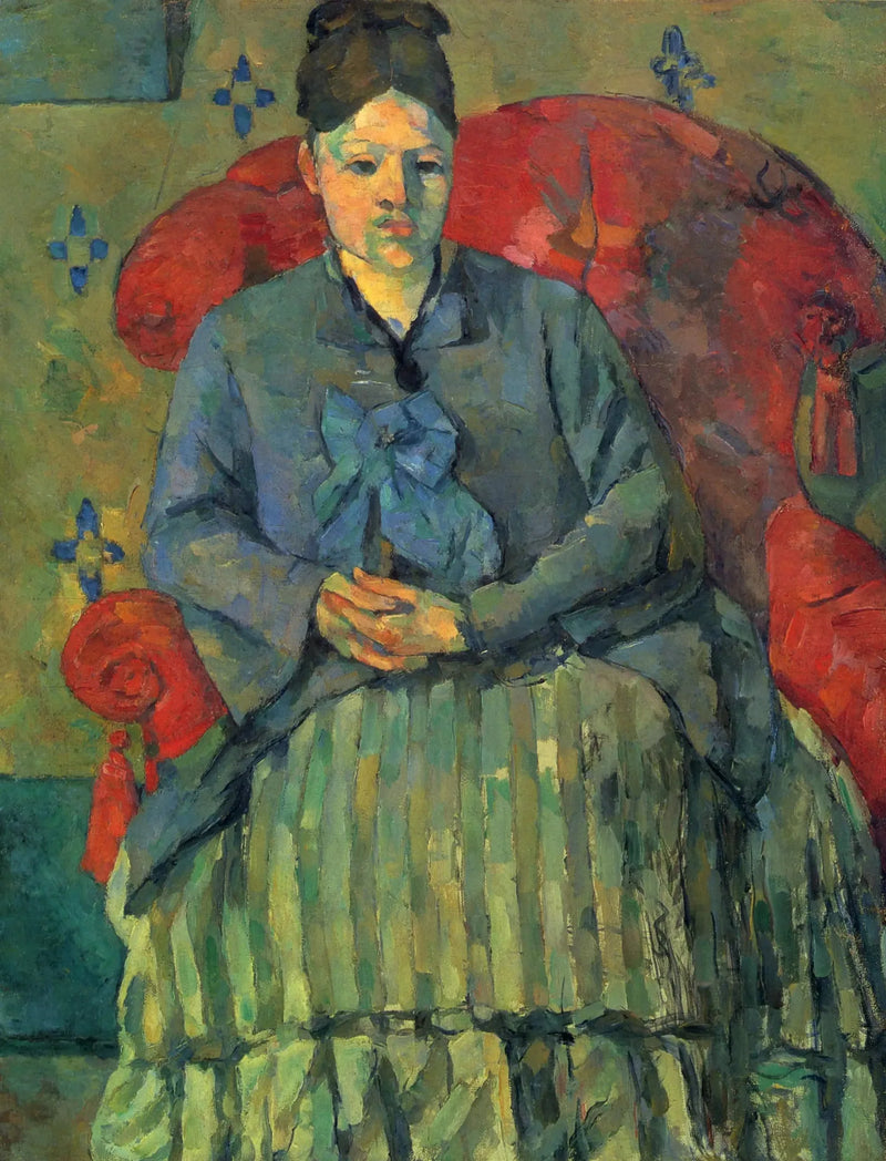 Madame Cézanne i stripete skjørt - Paul Cézanne