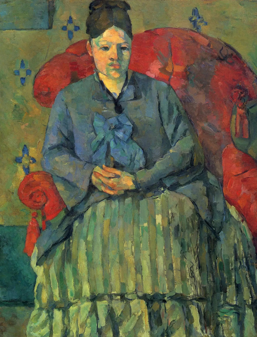 Madame Cézanne i stripete skjørt - Paul Cézanne