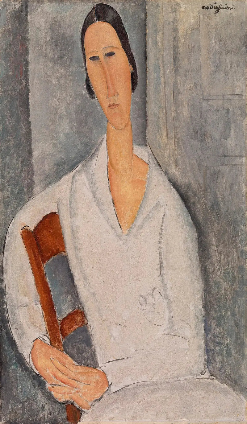 Madame Hanka Zborowska hviler på en stol - Amedeo Modigliani