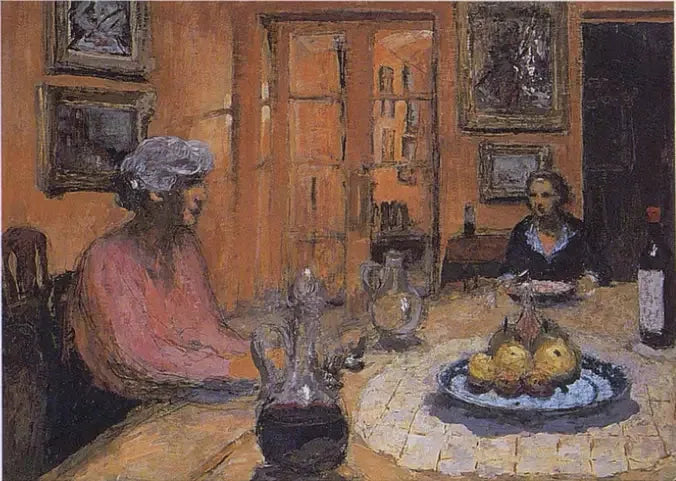 Madame Hessel og Lulu, i spisestuen, Napoli-gaten - Édouard Vuillard