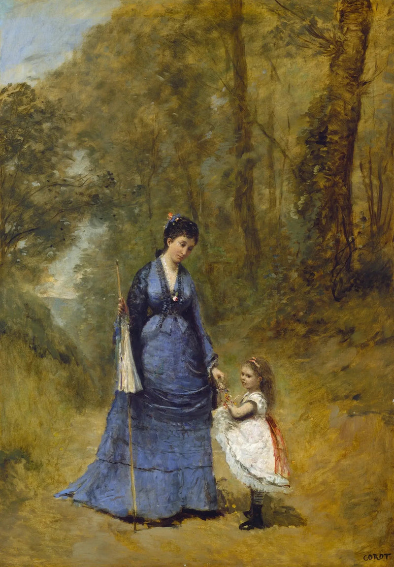 Madame Stumpf og datteren hennes - Jean-Baptiste Camille Corot