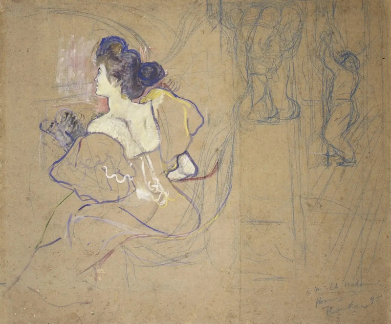 Madame Thadée Natanson (Misia Godebska, 1872-1950) på Teateret - Henri de Toulouse-Lautrec