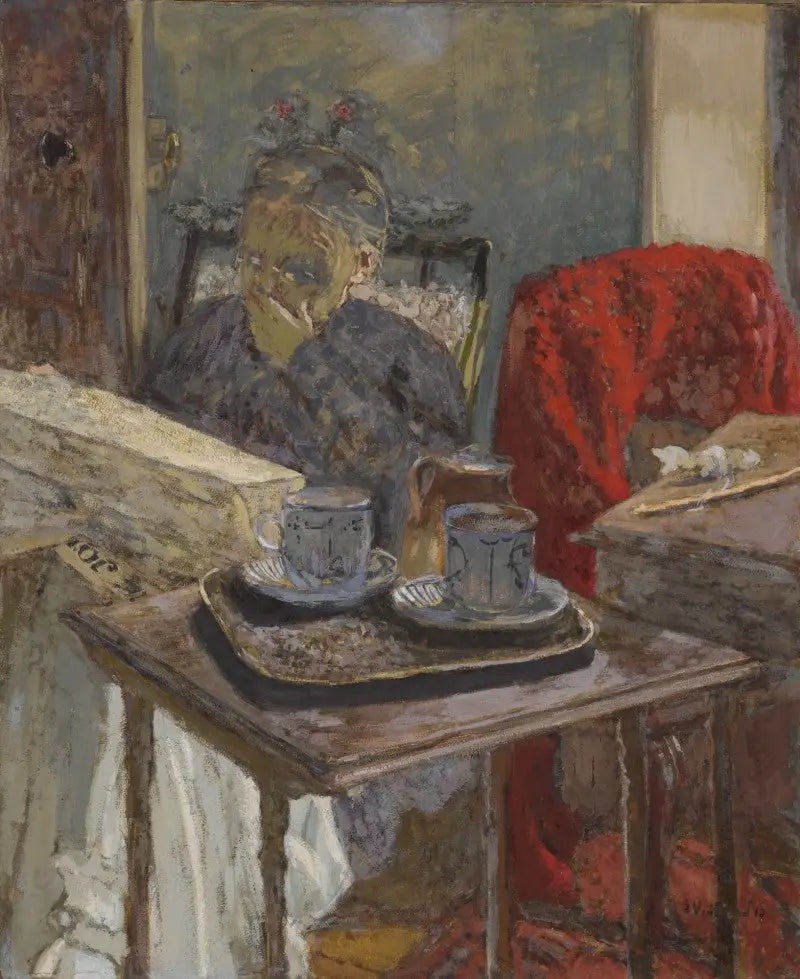 Madame Vuillard leser avisen - Édouard Vuillard