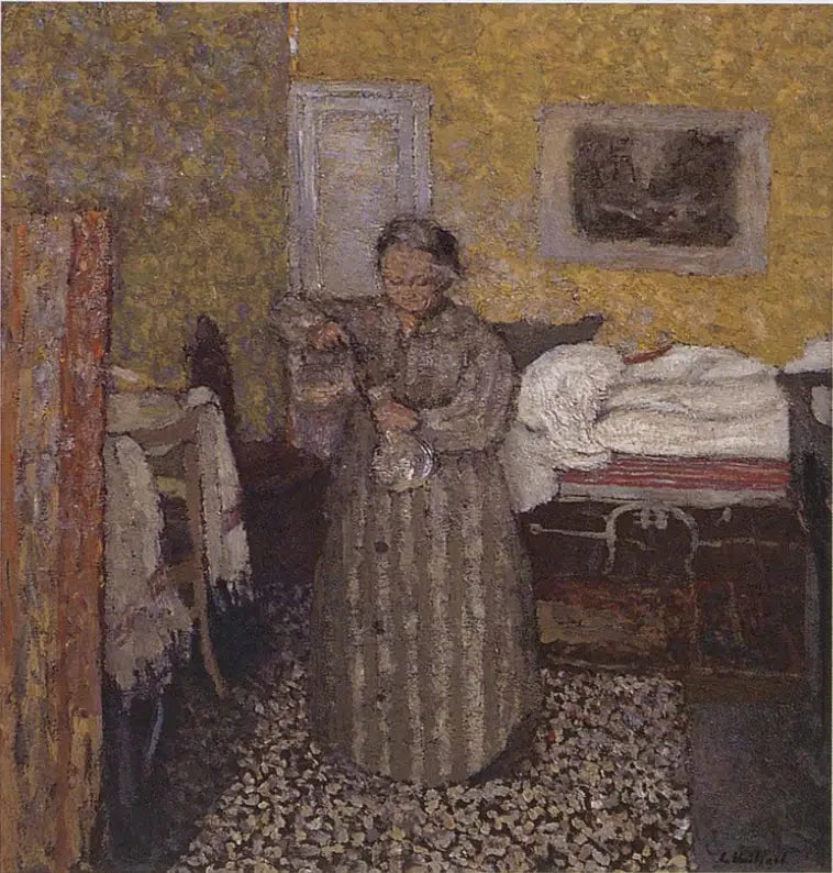Madame Vuillard fyller en karaffel - Édouard Vuillard