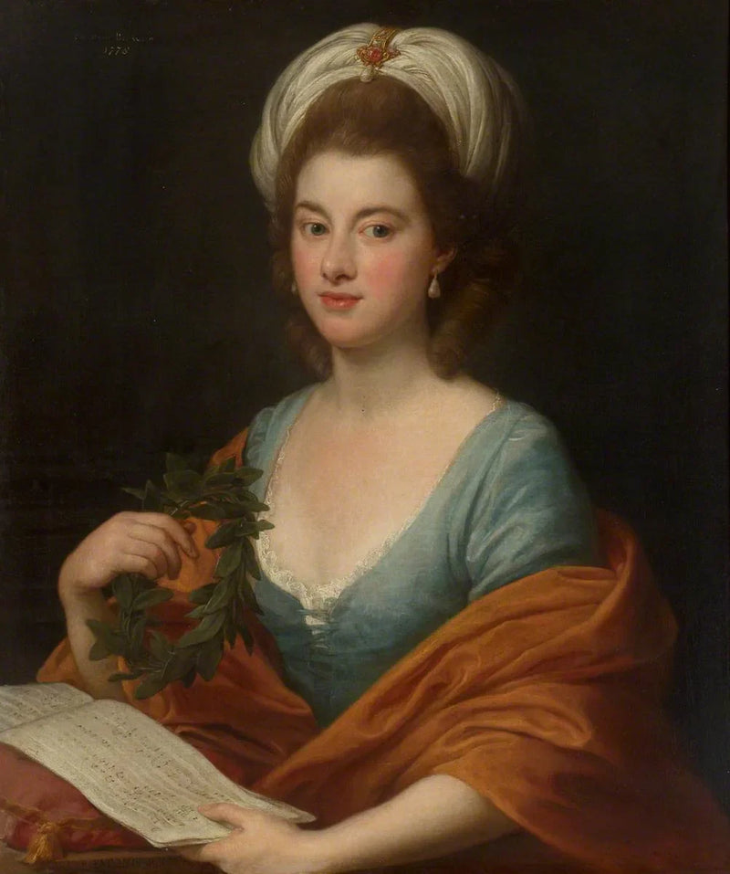 Mademoiselle Frances Lyde Browne holder musikk og en krone - Pompeo Batoni