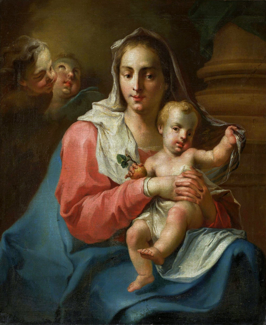 Madonna og Barn med to engler - Giovanni Battista Pittoni