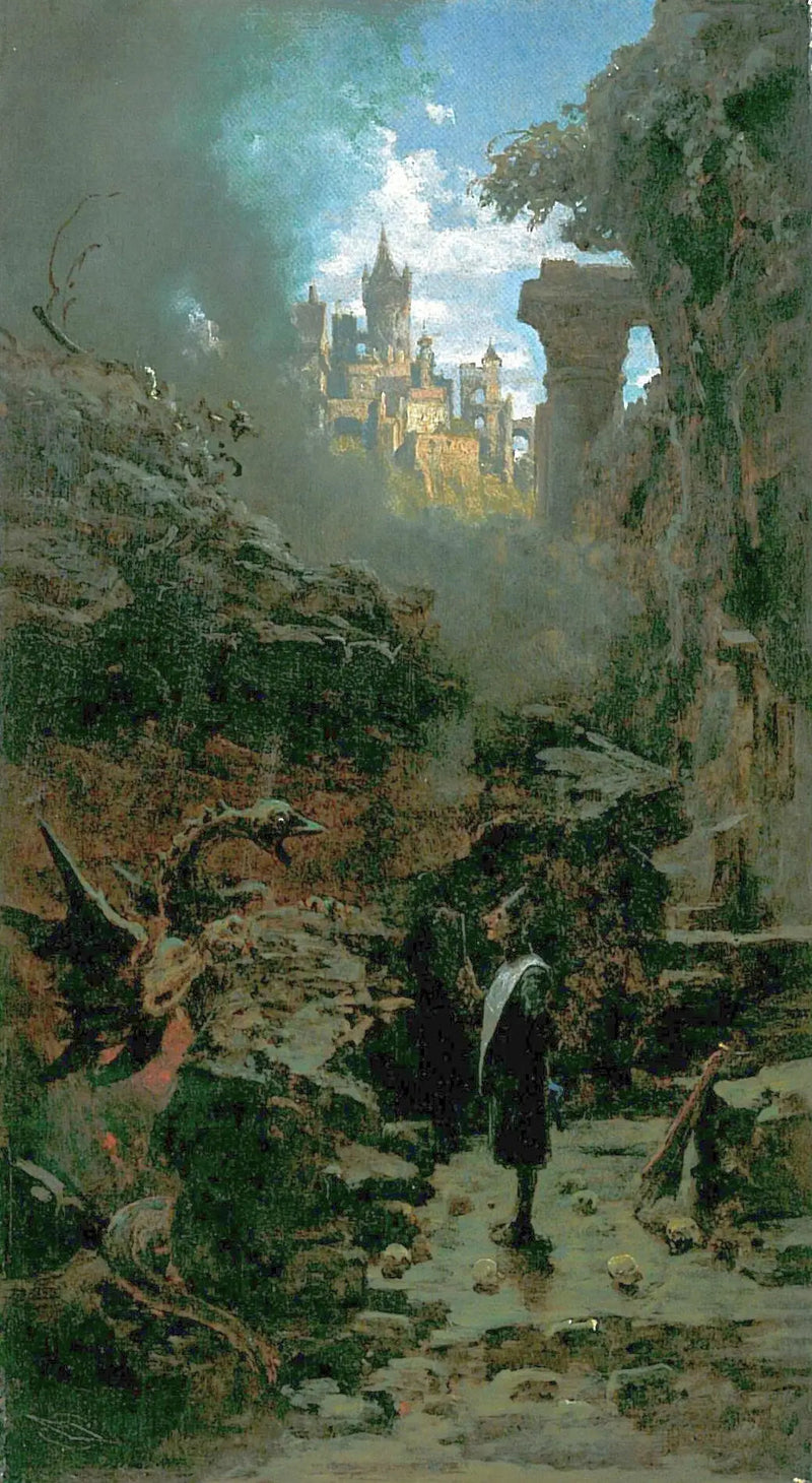 Magiker og Drage - Carl Spitzweg