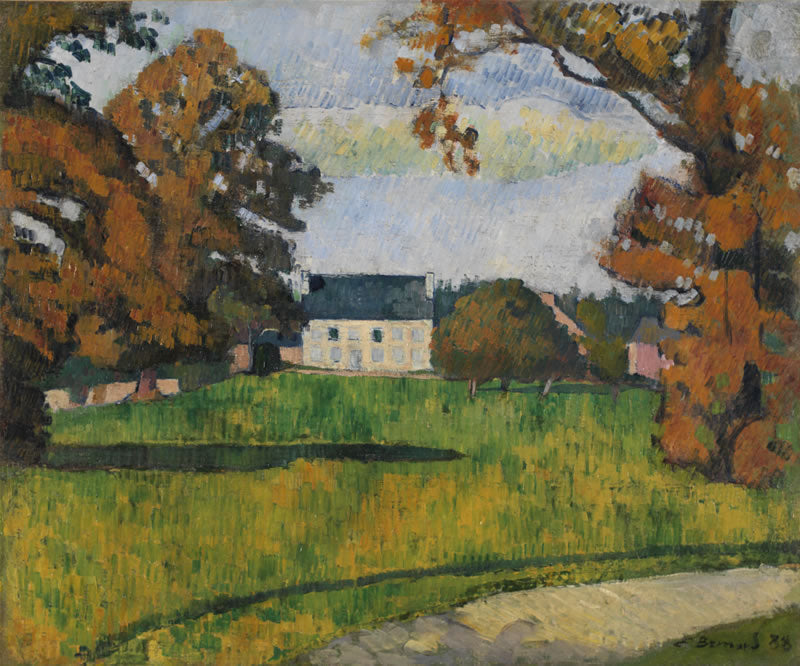 Hus i bunnen av en park - Émile Bernard