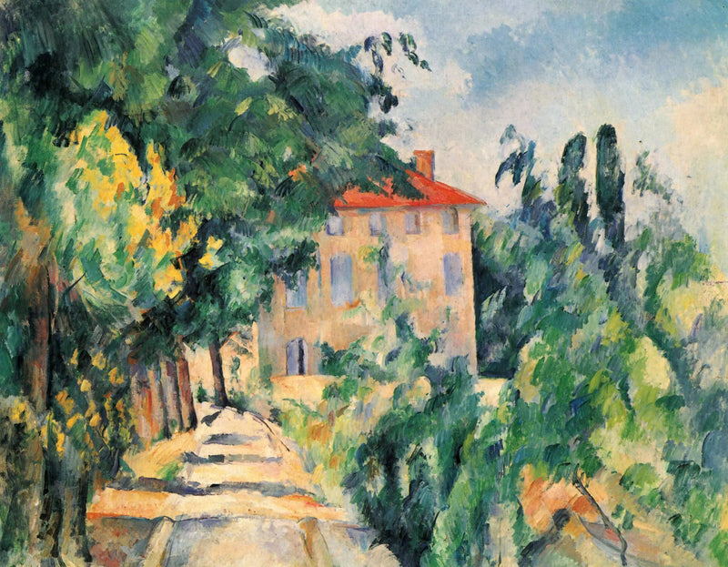 Hus med rødt tak (Jas de Bouffan) - Paul Cézanne