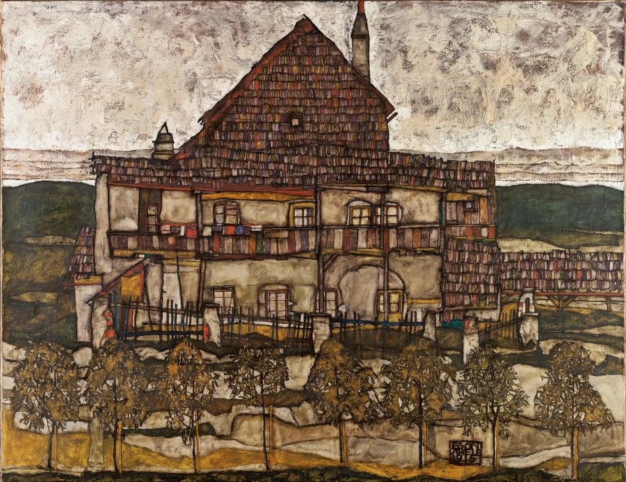 Hus med tak av takstein - Egon Schiele