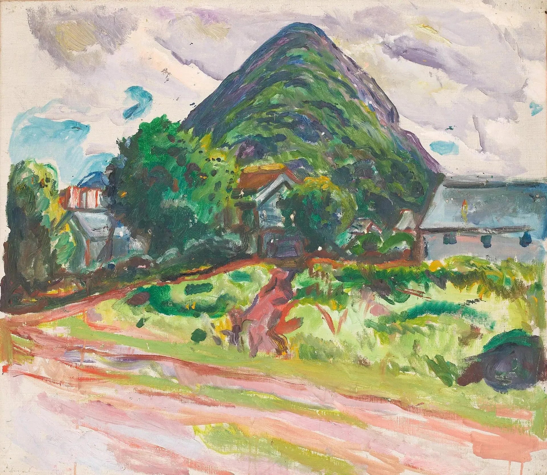 maison et montagnes en fond - Edvard Munch image 1 tableau peint à l’huile sur toile