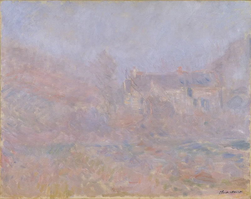 Hus ved klippen, tåke - Claude Monet