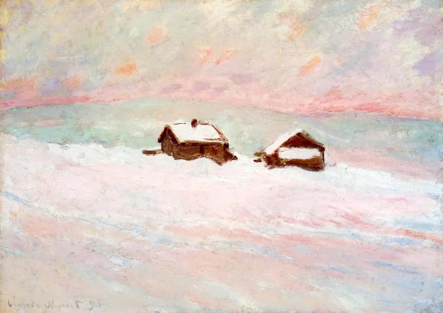 Hus i snøen, Norge - Claude Monet